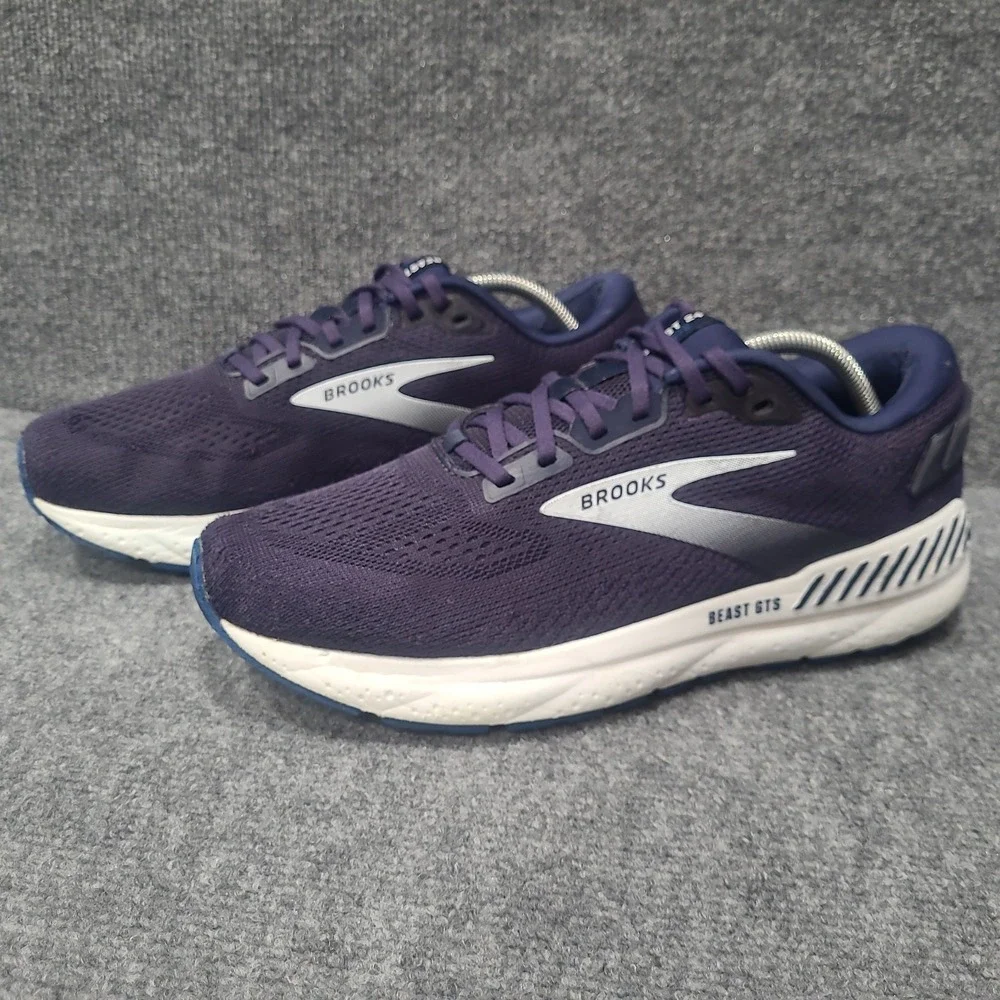 Brooks Mens BEAST GTS 24 Blue White Walking Sneakers Sz 11D